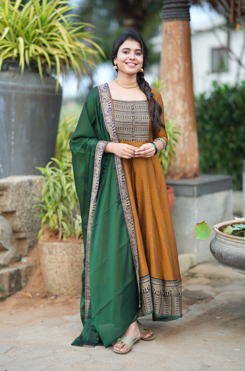 kalamkari anarkali dress designs PURE CHINON KALAMKARI ANARKALI GOWN KURTI COLORFUL Design Purple / M (38")