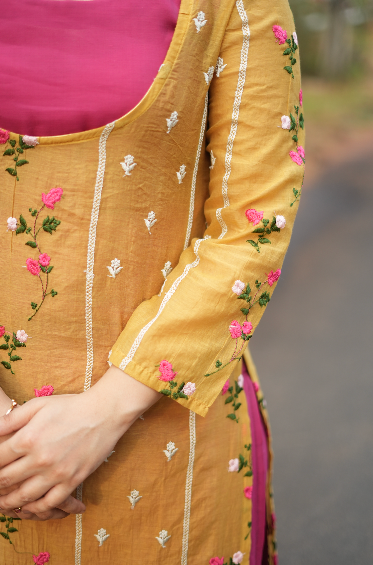 Monica – Pink Co-Ord Set with Yellow Shrug (VC1036)