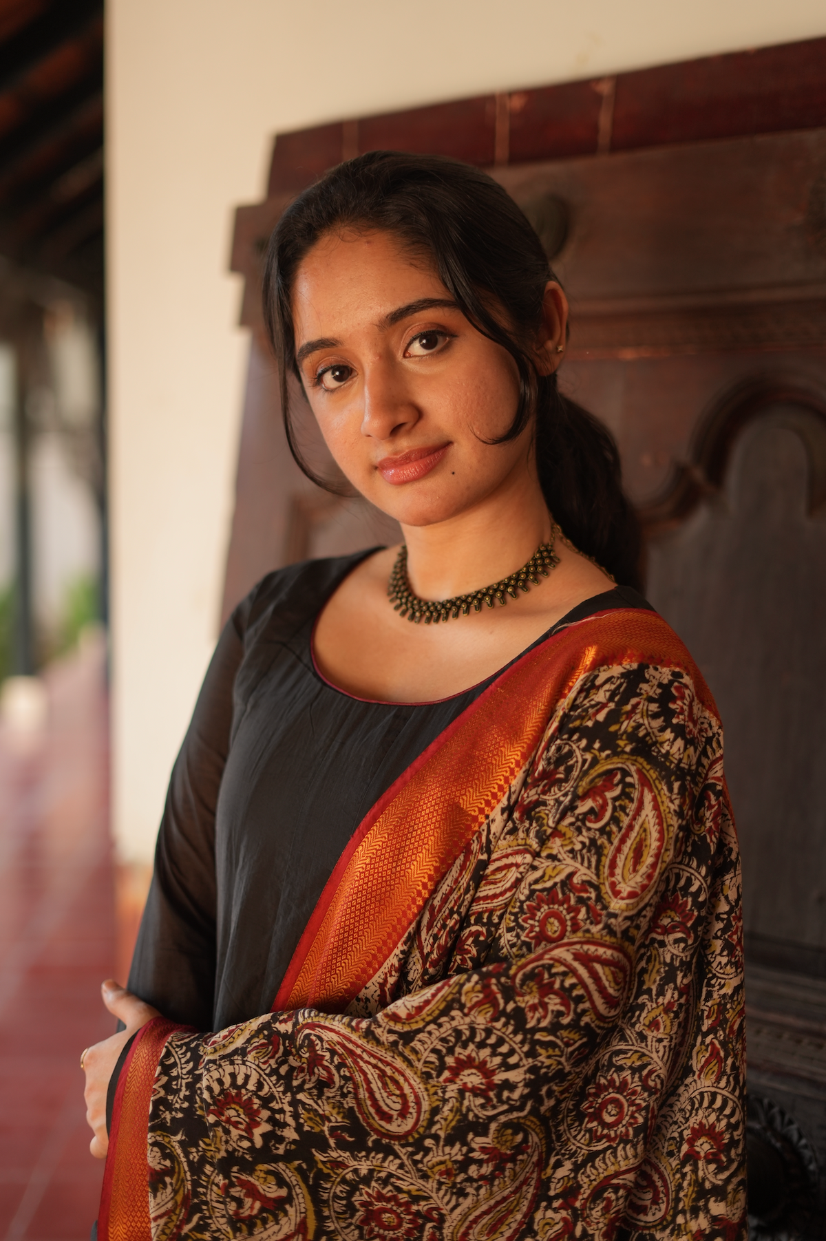 Nila – Black Chanderi Panel Anarkali with Kalamkari Dupatta