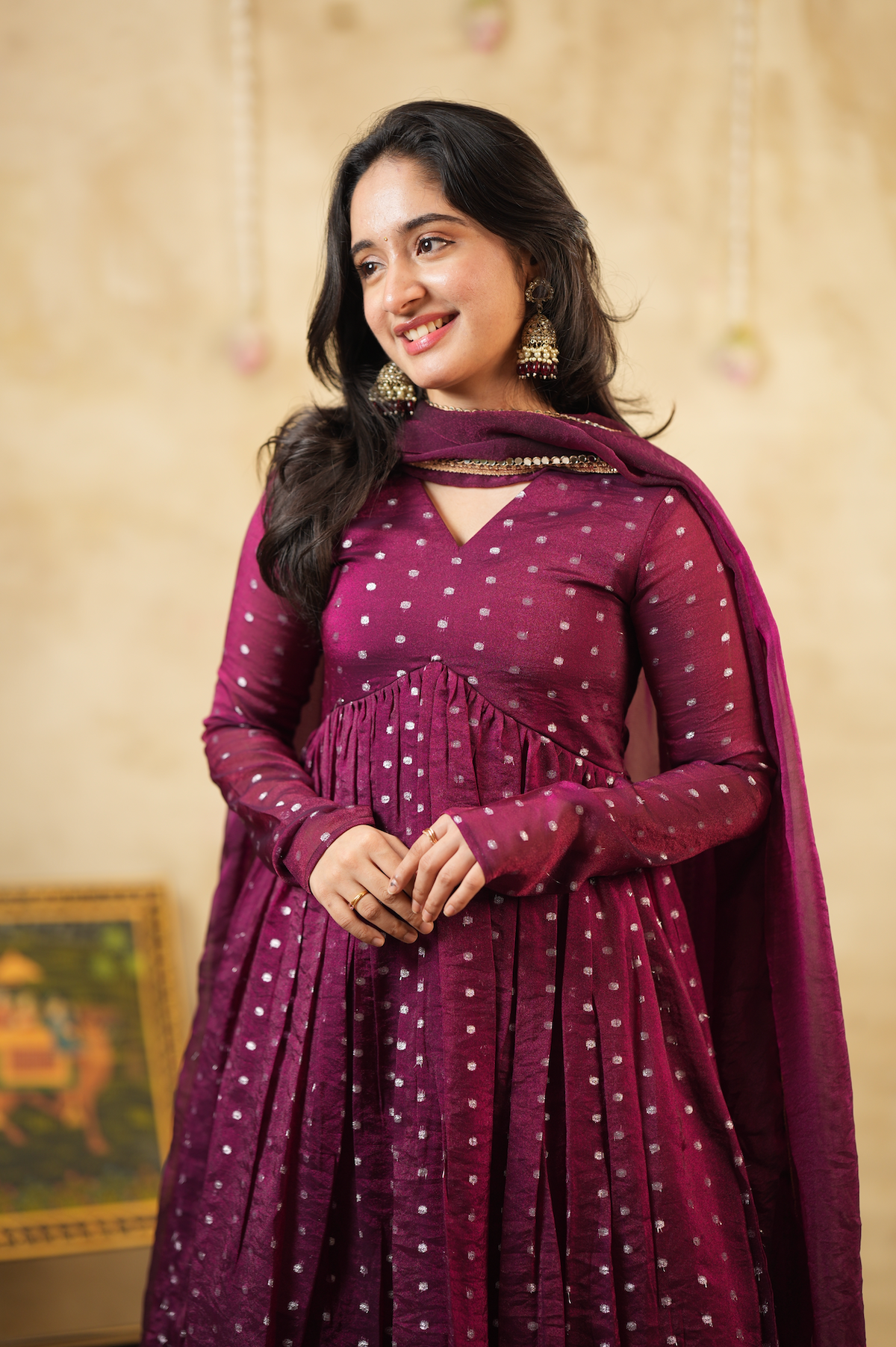 Ruby Wine – Tissue Sharara Set with Dupatta (VC1046)