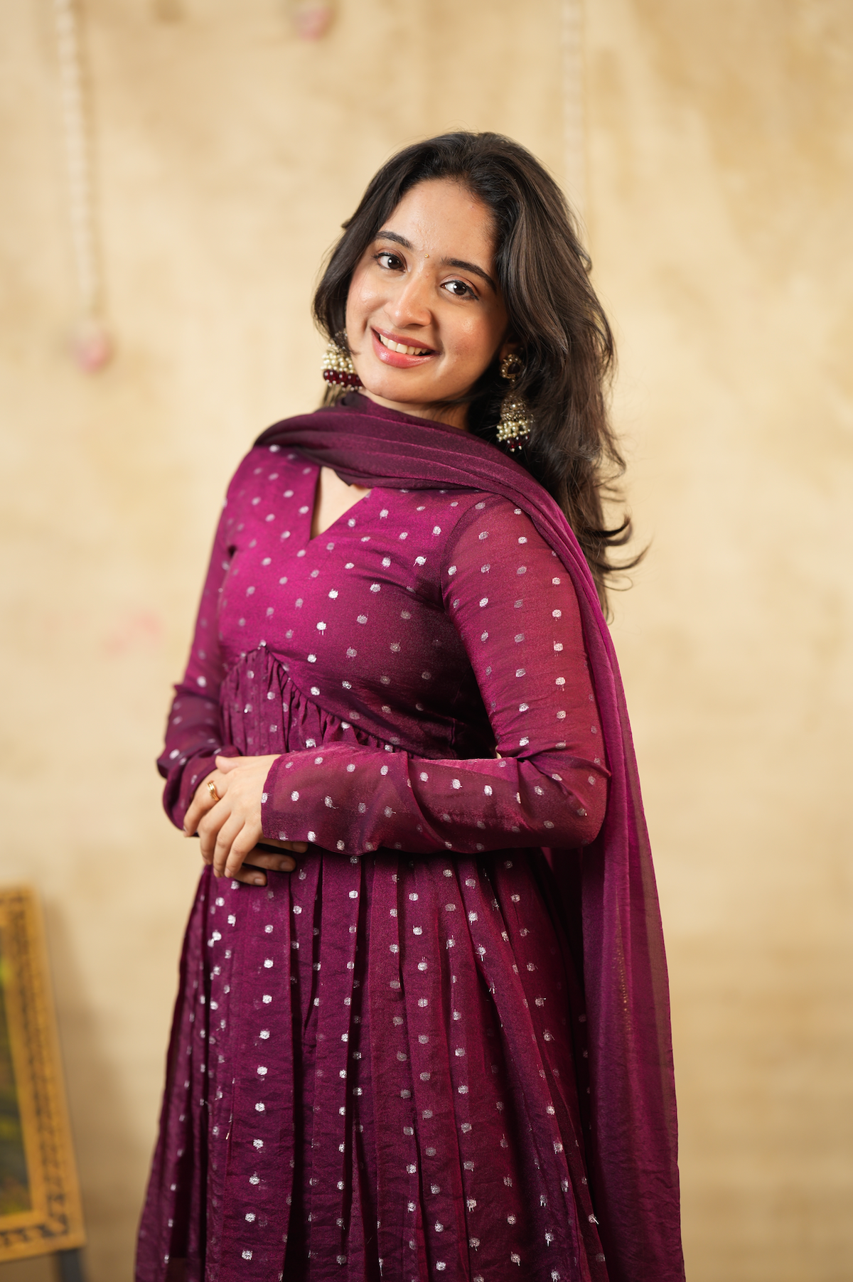 Ruby Wine – Tissue Sharara Set with Dupatta (VC1046)