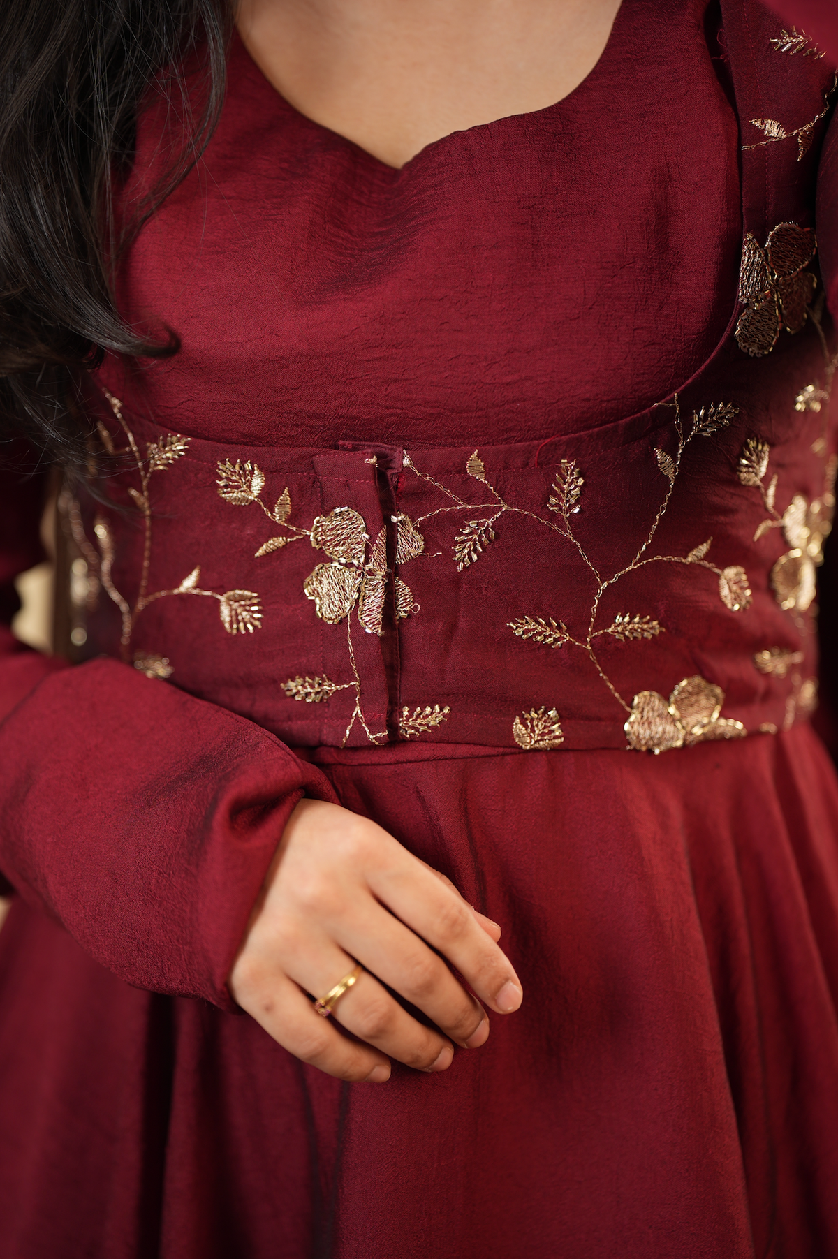 Royal Maroon – Anarkali with Embroidered Short Coat & Shawl (VC1048)
