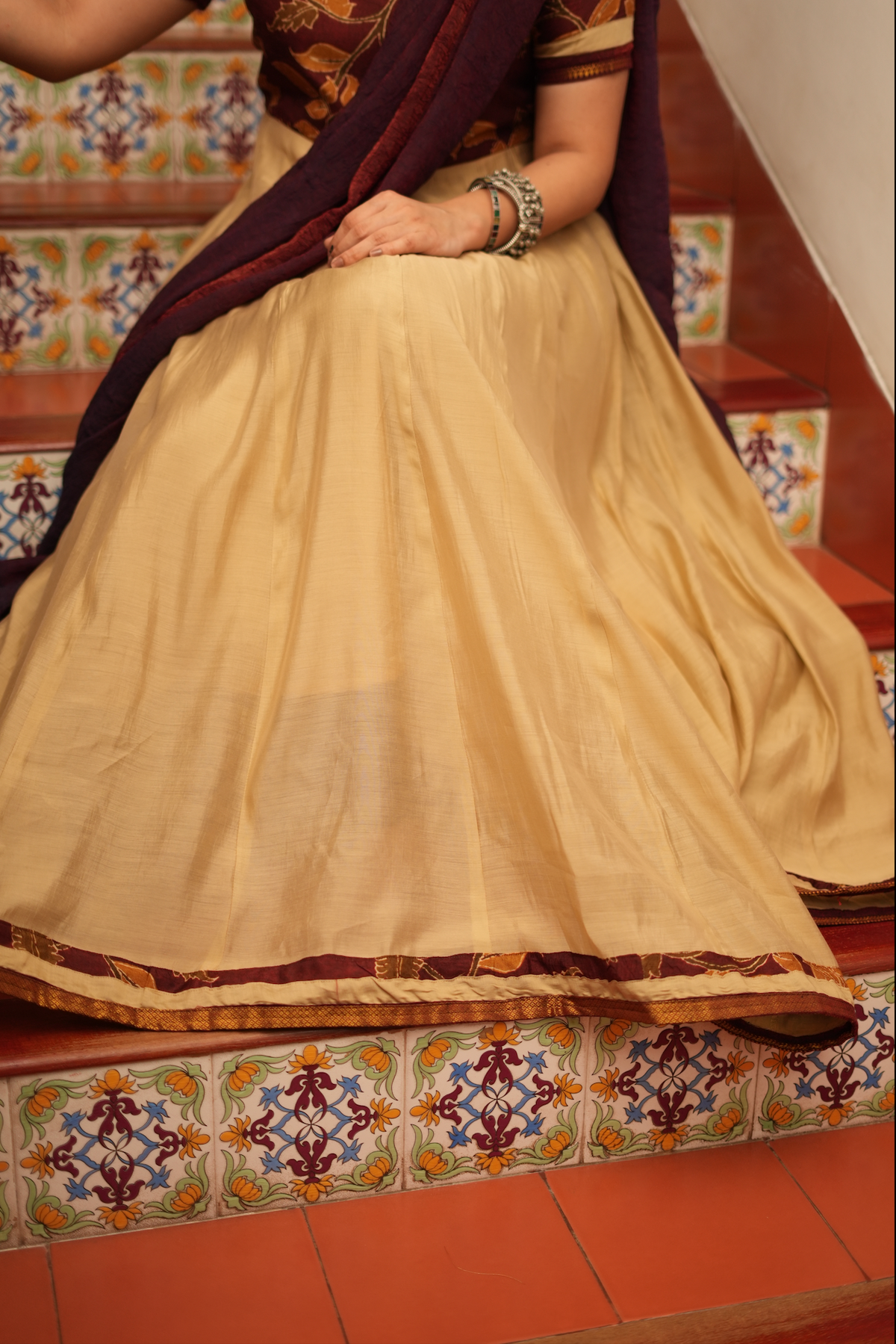 Swarna Leela – Dola Silk Anarkali with Maroon Dupatta
