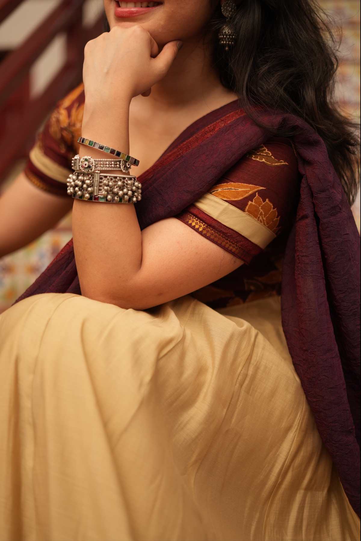 Swarna Leela – Dola Silk Anarkali with Maroon Dupatta