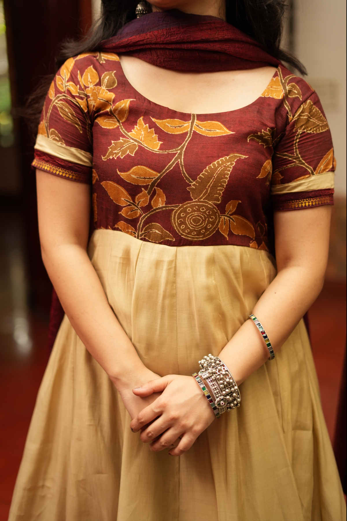 Swarna Leela – Dola Silk Anarkali with Maroon Dupatta
