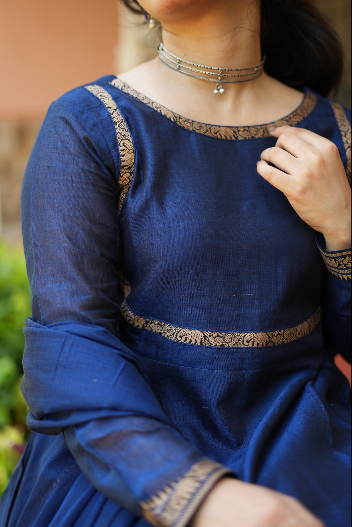 Indigo Grace – Blue Narayanpet Anarkali & Dupatta Set