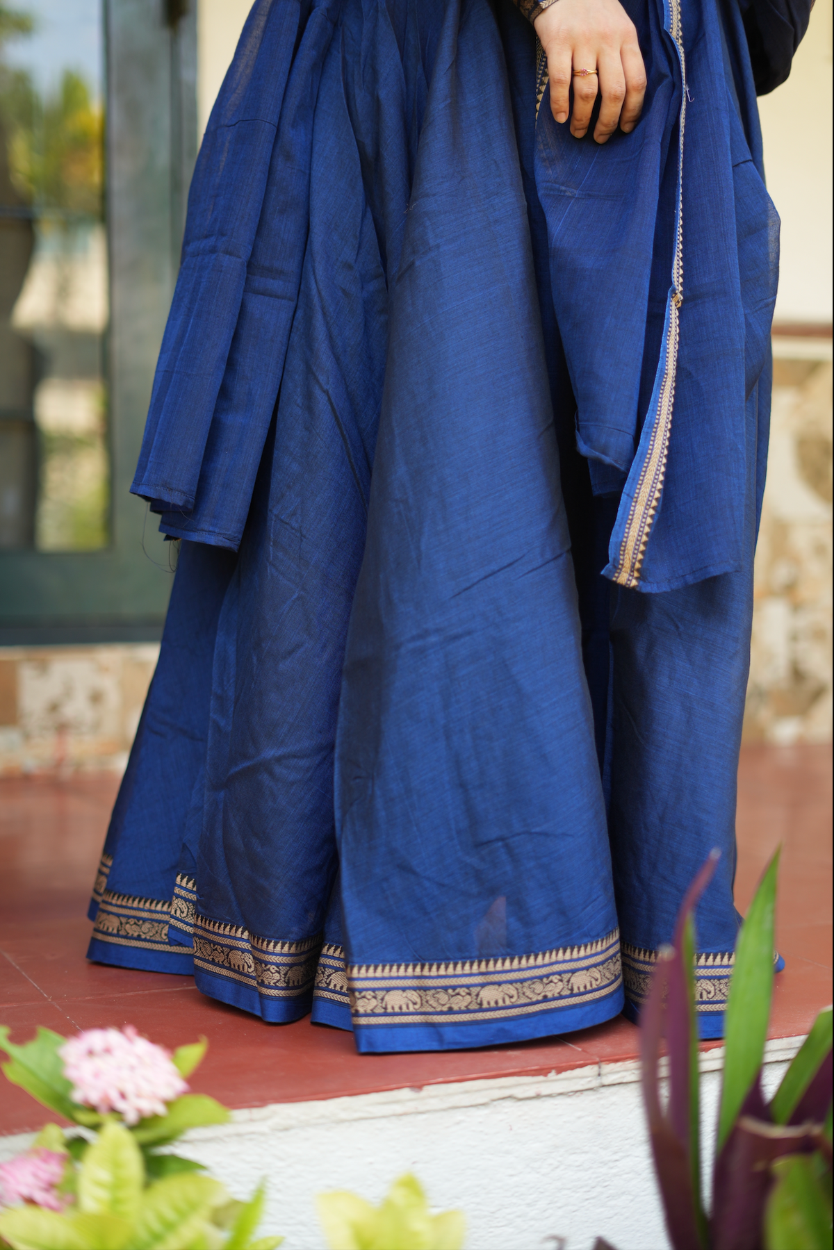Indigo Grace – Blue Narayanpet Anarkali & Dupatta Set