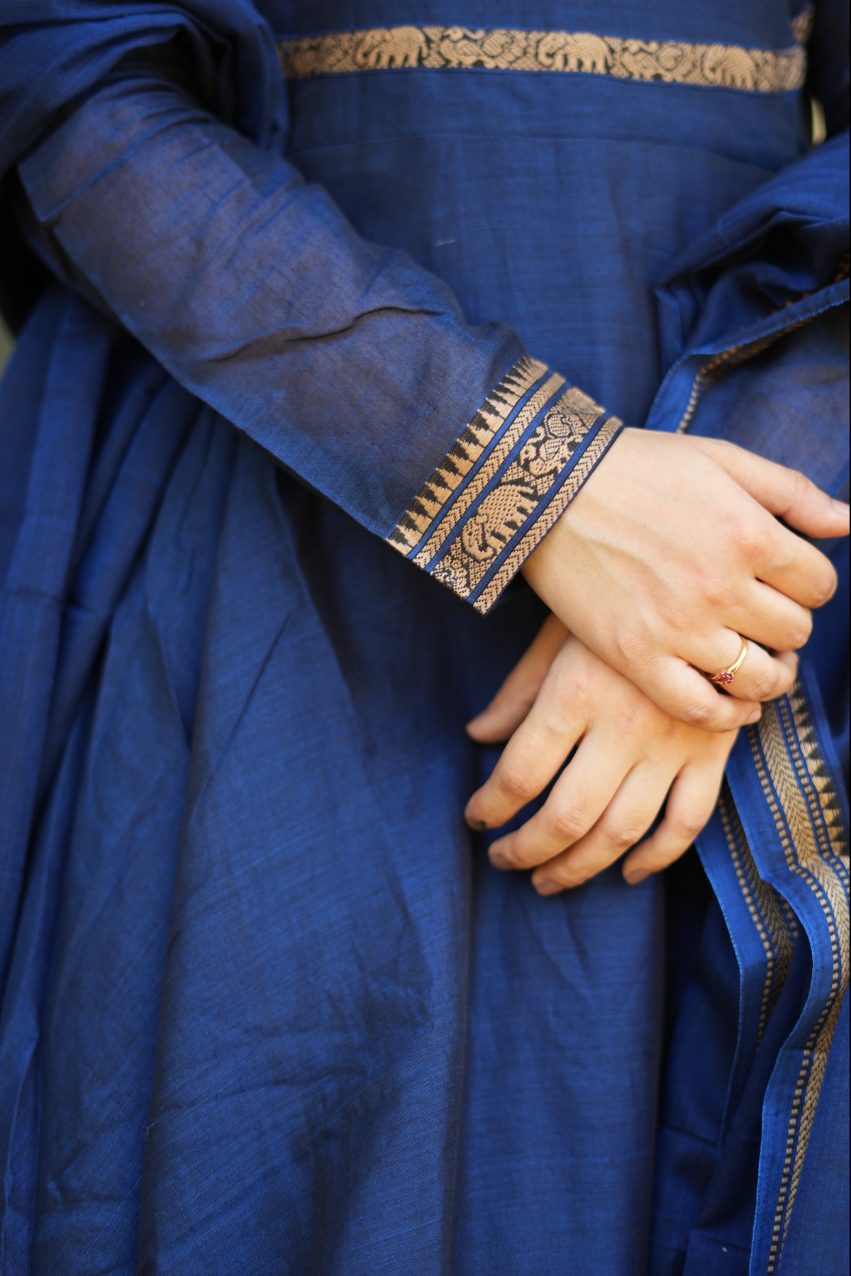 Indigo Grace – Blue Narayanpet Anarkali & Dupatta Set