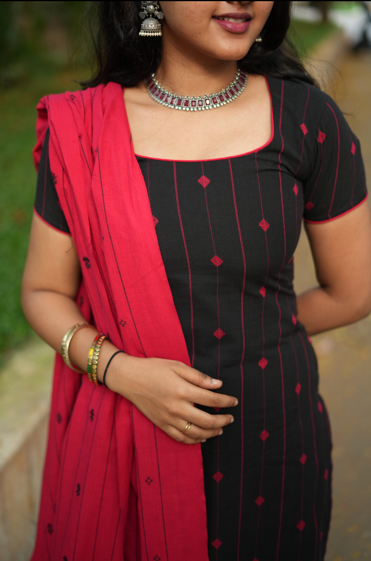 Sindhoora-Black and red kurti set🖤(VC1080)