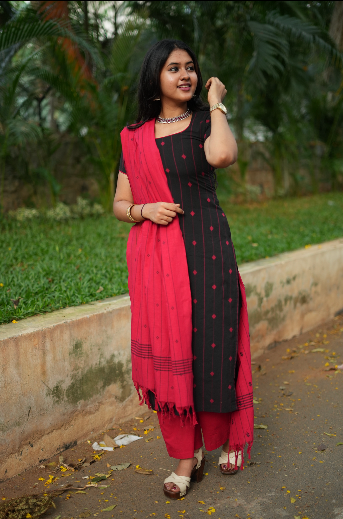 Sindhoora-Black and red kurti set🖤(VC1080)