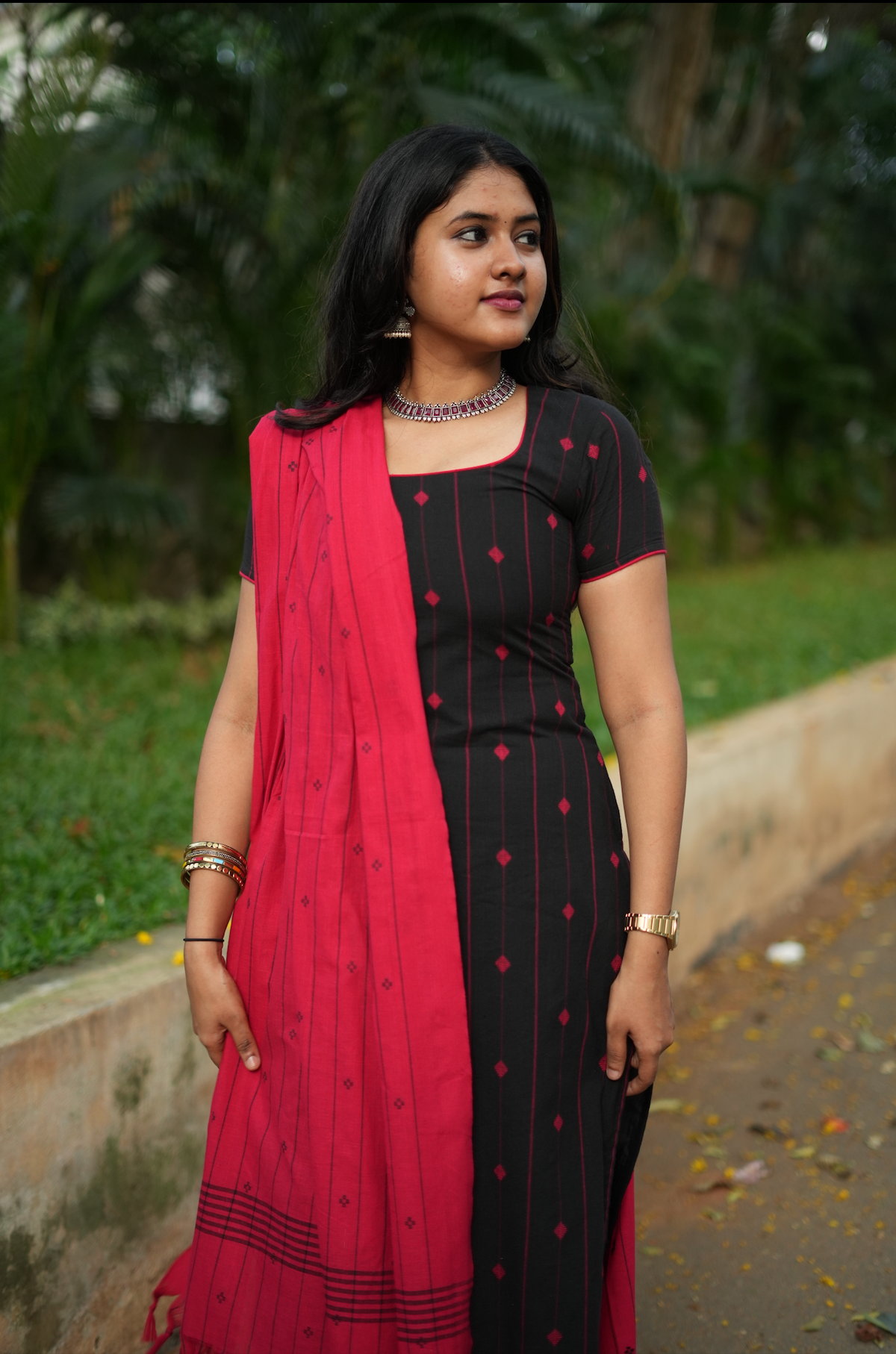 Sindhoora-Black and red kurti set🖤(VC1080)