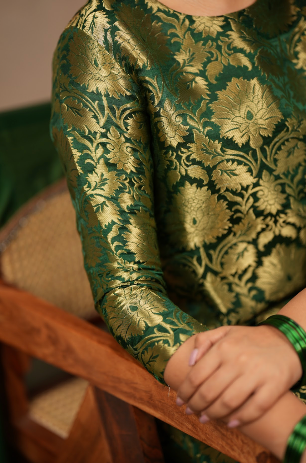 Harshvi – Emerald Banarasi Brocade Suit Set