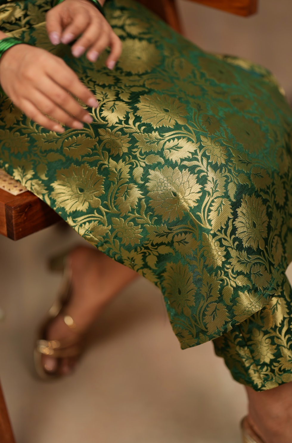 Harshvi – Emerald Banarasi Brocade Suit Set