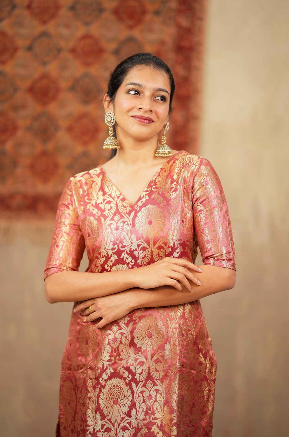 Harshvi – Dusty Pink Banarasi Brocade Suit Set