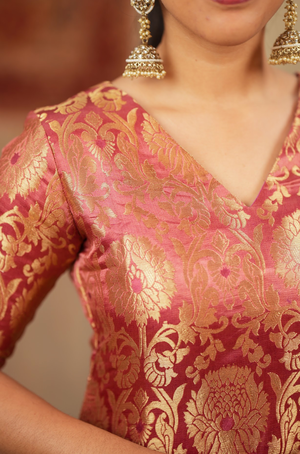 Harshvi – Dusty Pink Banarasi Brocade Suit Set