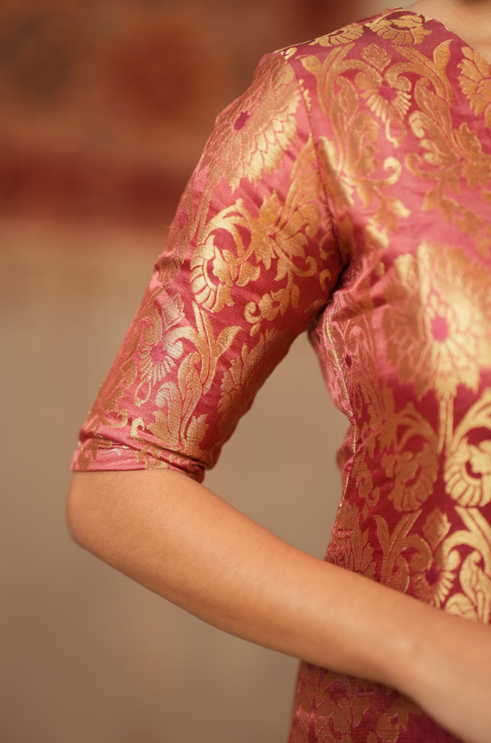 Harshvi – Dusty Pink Banarasi Brocade Suit Set