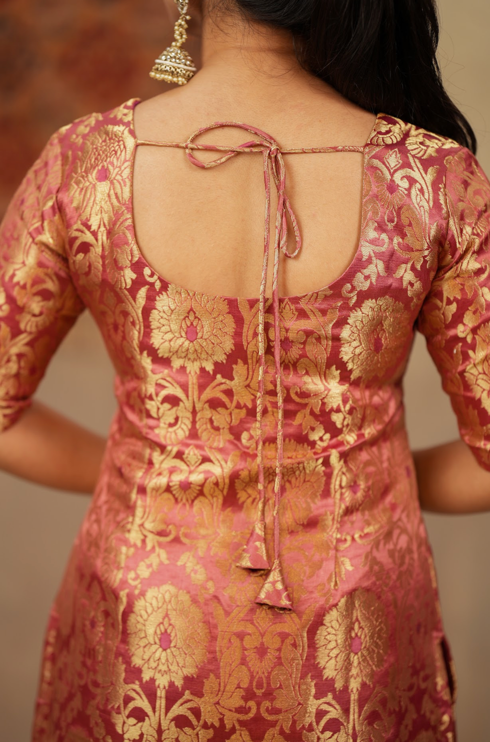 Harshvi – Dusty Pink Banarasi Brocade Suit Set