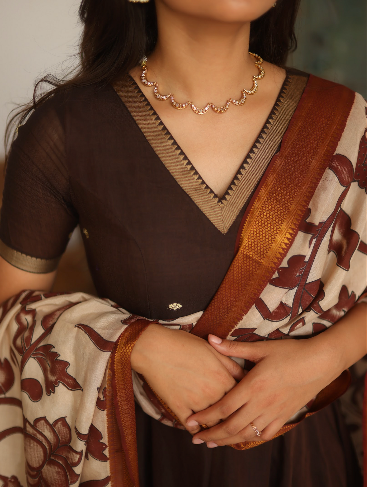 Vedha – Coffee Narayanpet Kalamkari Anarkali Suit