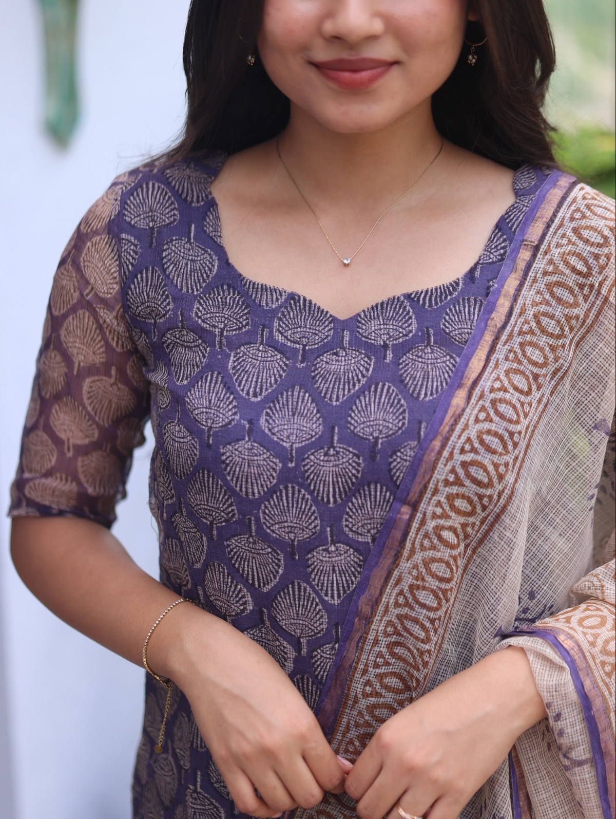 Pranati – Violet Paisley Kota Cotton Suit Set