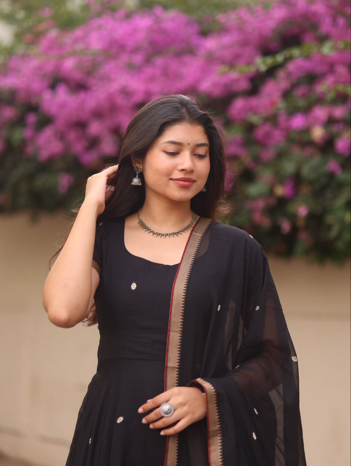 Vedha – Black Narayanpet Handloom Anarkali Suit