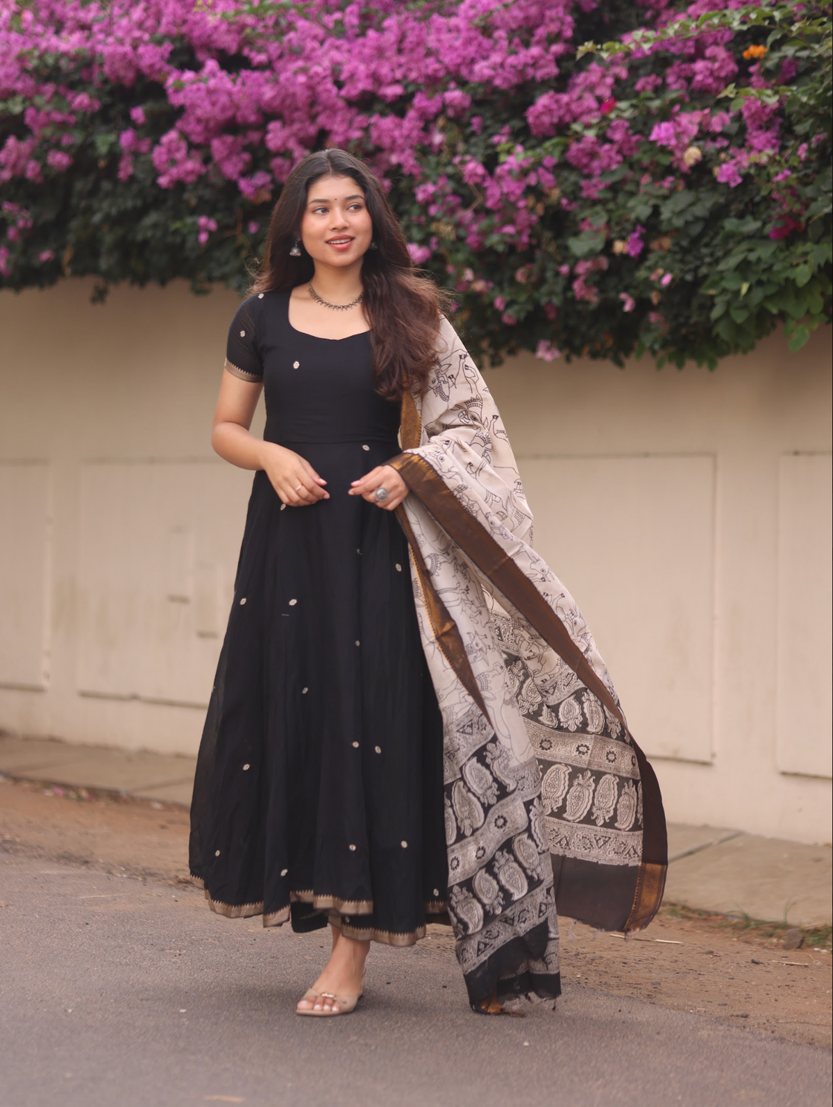 Vedha – Black Narayanpet Kalamkari Anarkali Suit