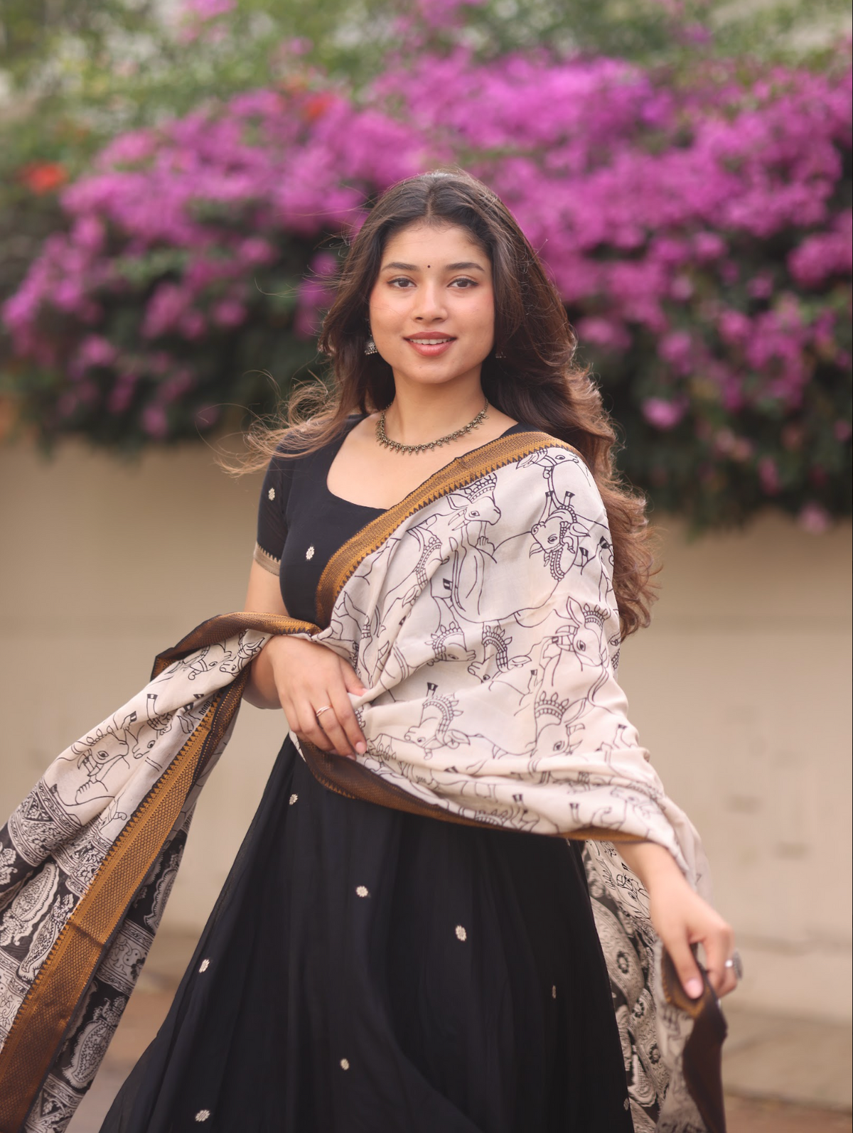 Vedha – Black Narayanpet Kalamkari Anarkali Suit