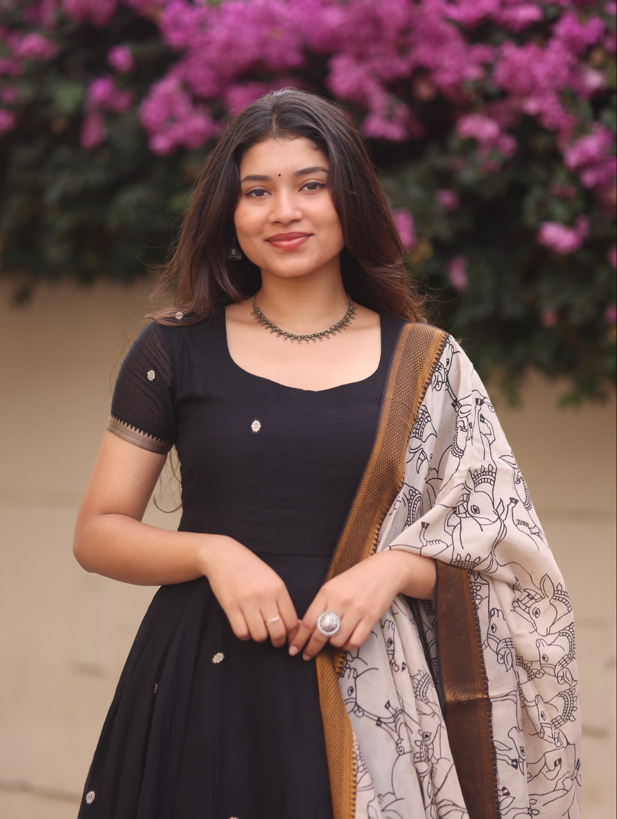Vedha – Black Narayanpet Kalamkari Anarkali Suit