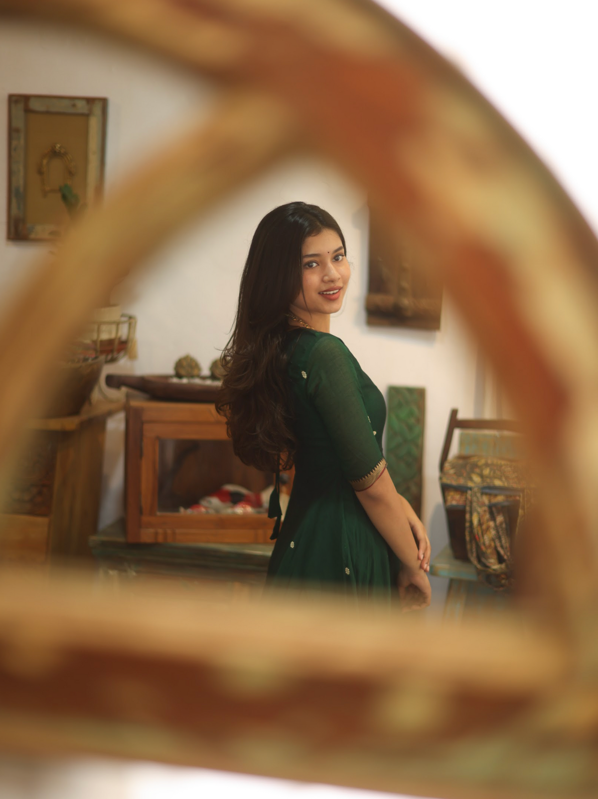 Vedha – Green Narayanpet Kalamkari Anarkali Suit
