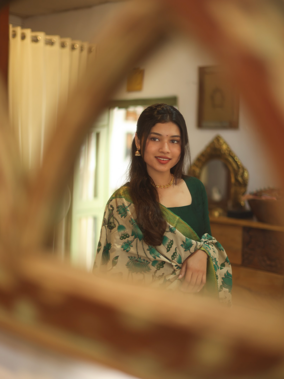Vedha – Green Narayanpet Kalamkari Anarkali Suit