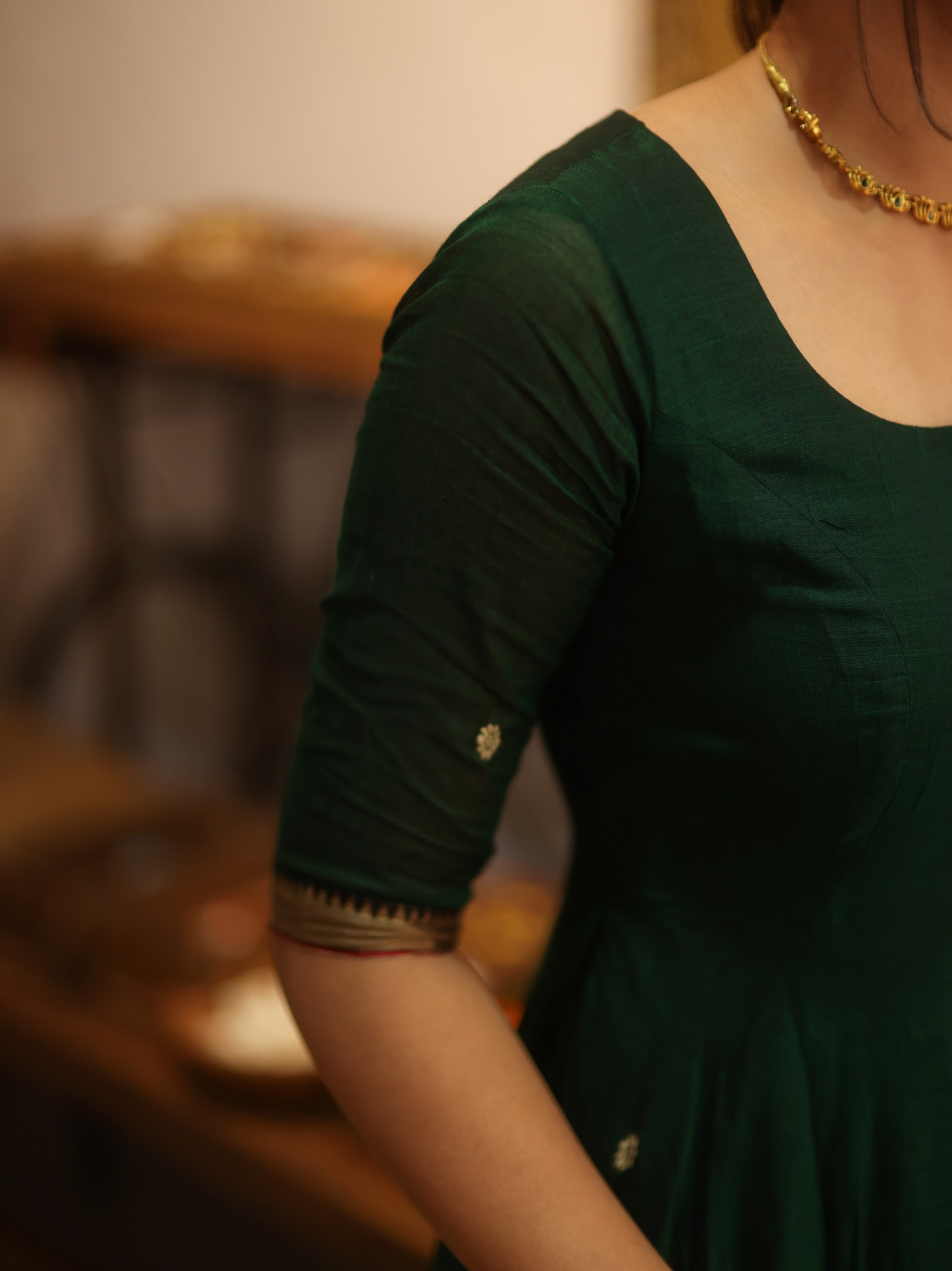 Vedha – Green Narayanpet Anarkali Suit with Kalamkari Dupatta