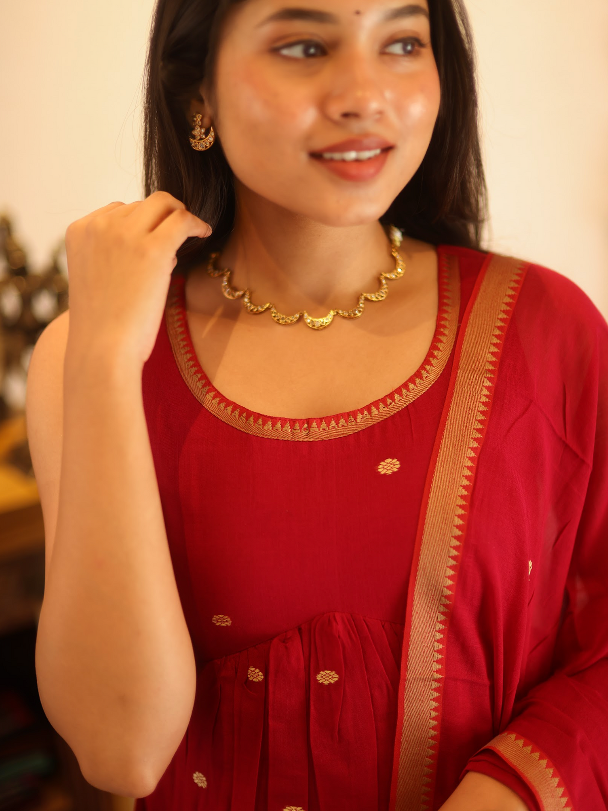 Vedha – Hot Pink Narayanpet Handloom Anarkali Suit