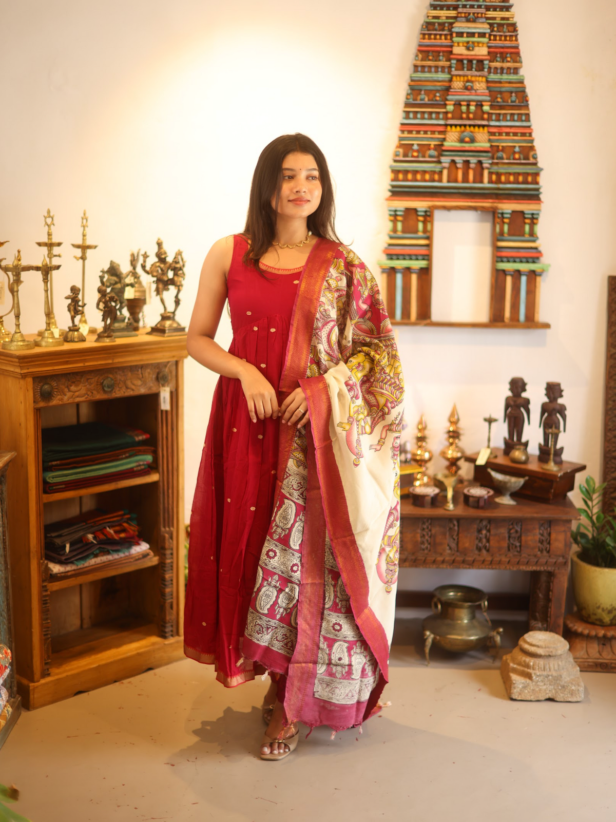 Vedha – Hot Pink Narayanpet Kalamkari Anarkali Suit