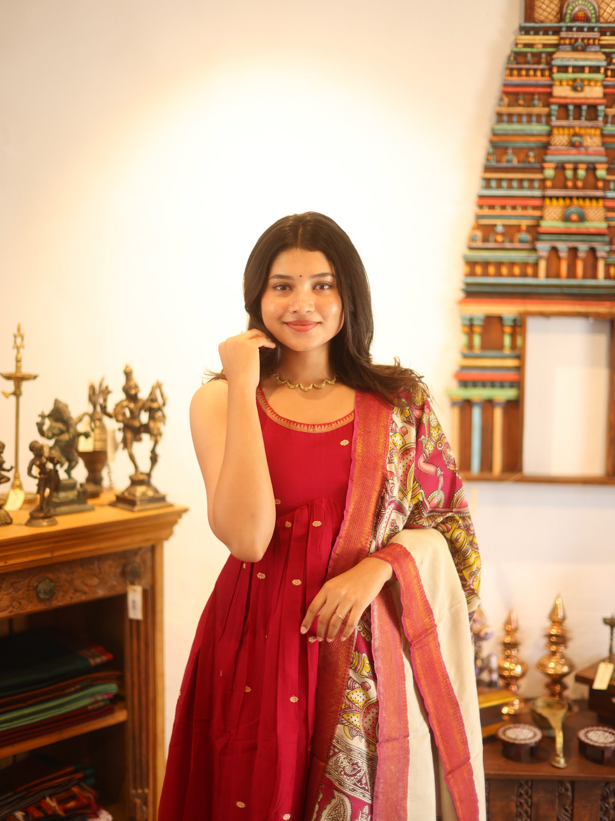 Vedha – Hot Pink Narayanpet Kalamkari Anarkali Suit