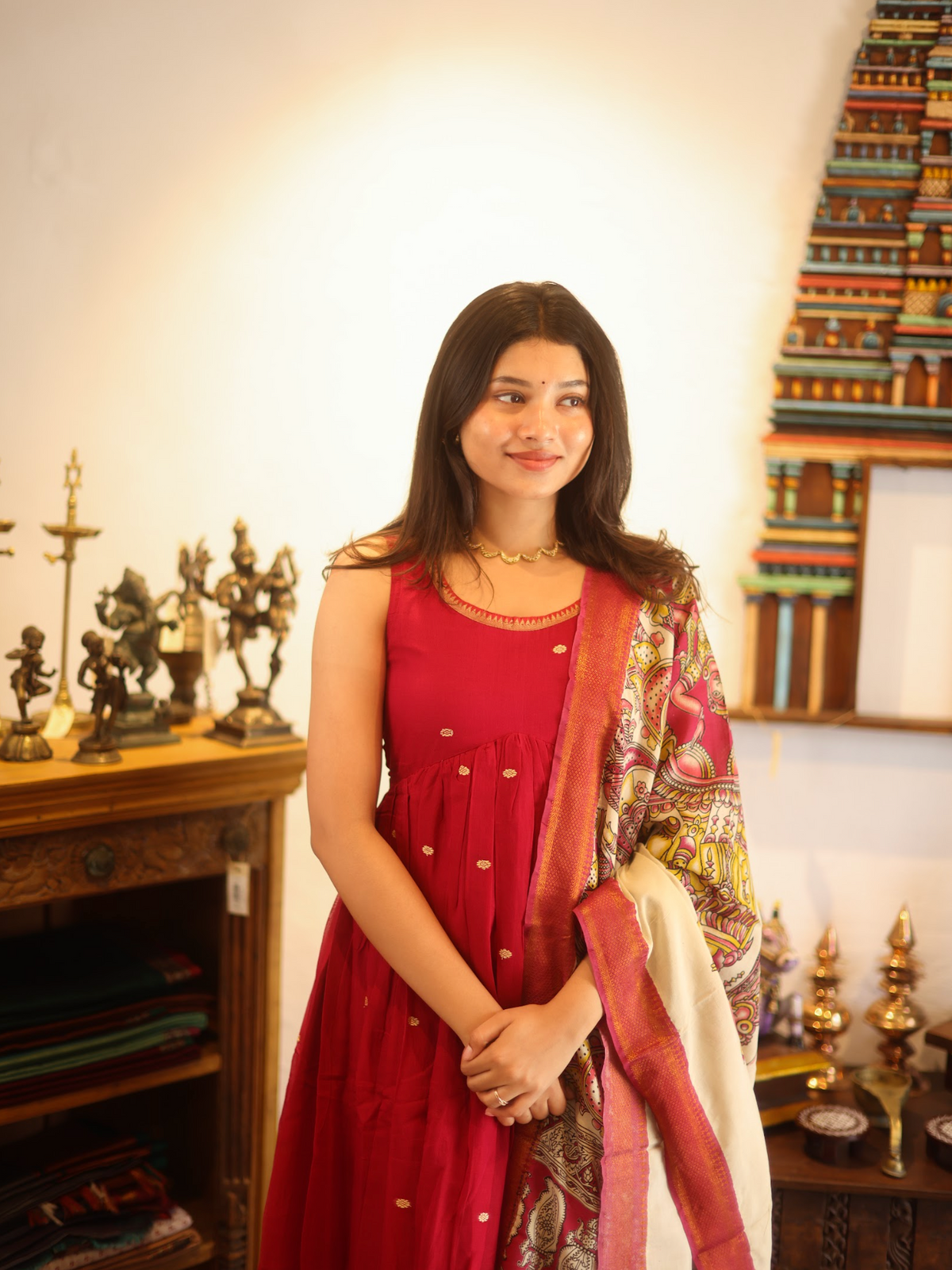 Vedha – Hot Pink Narayanpet Kalamkari Anarkali Suit