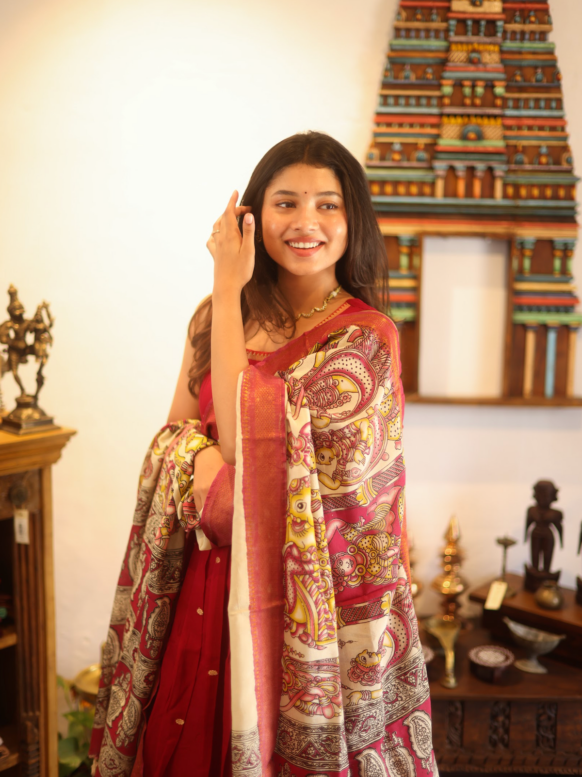 Vedha – Hot Pink Narayanpet Kalamkari Anarkali Suit