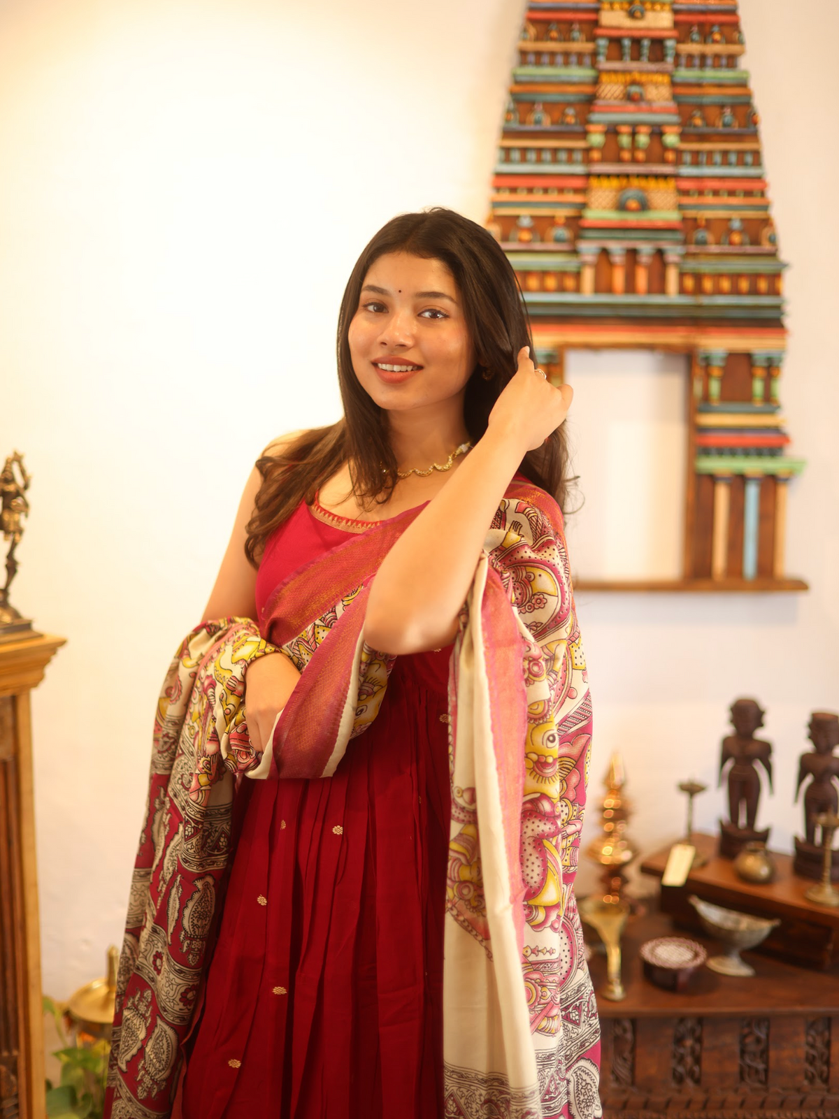 Vedha – Hot Pink Narayanpet Kalamkari Anarkali Suit