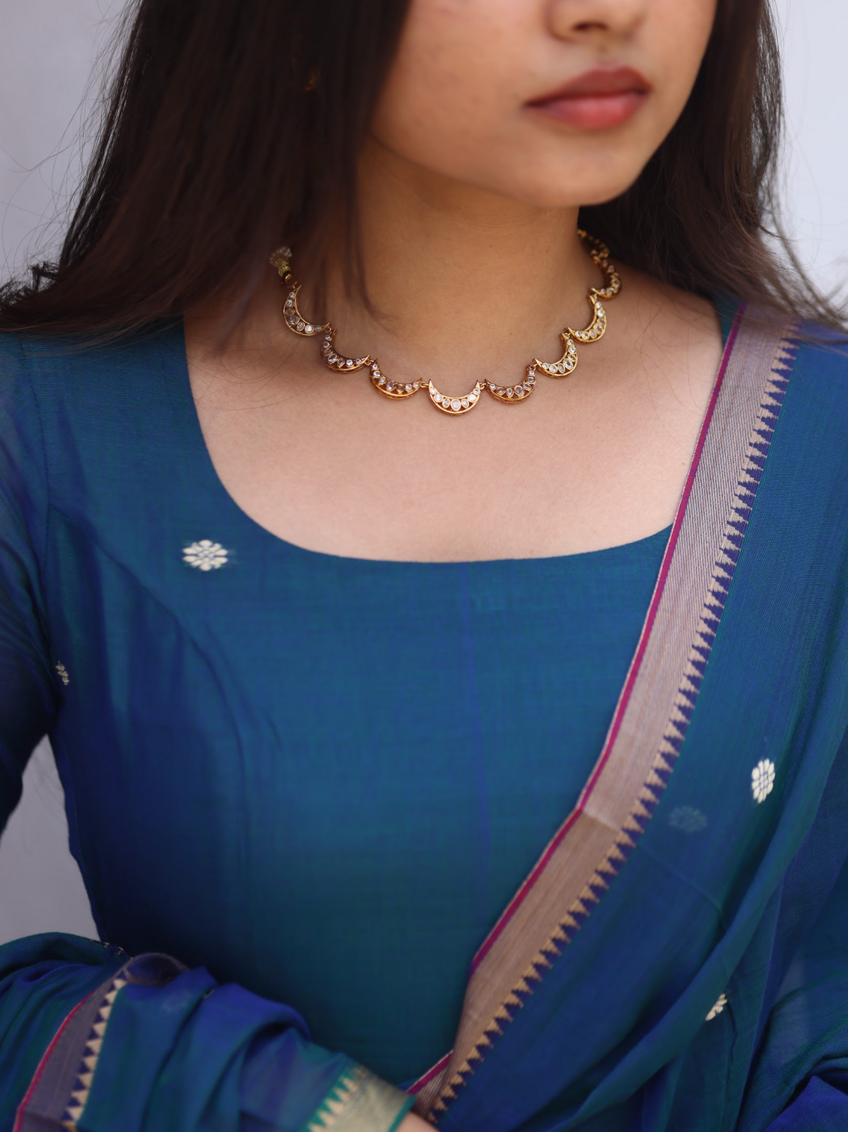 Vedha – Peacock Blue Narayanpet Handloom Anarkali Suit