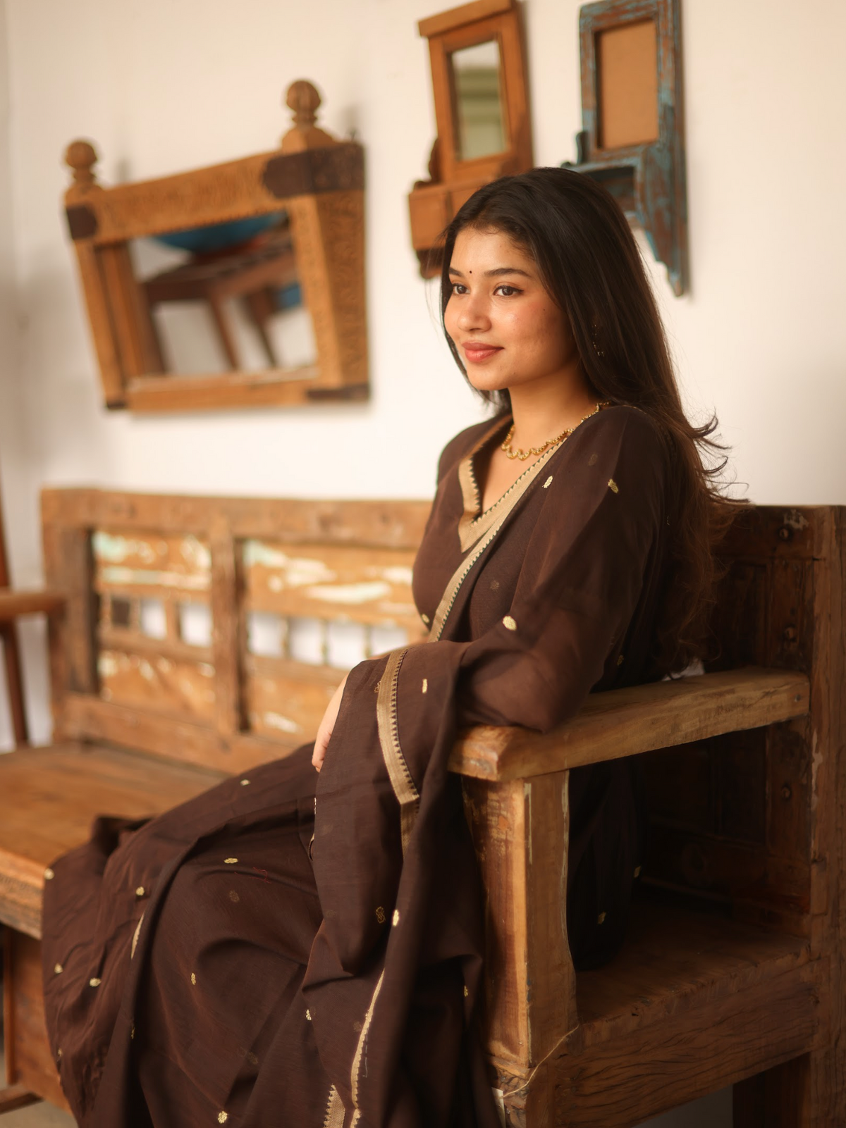 Vedha – Coffee Narayanpet Handloom Anarkali Suit