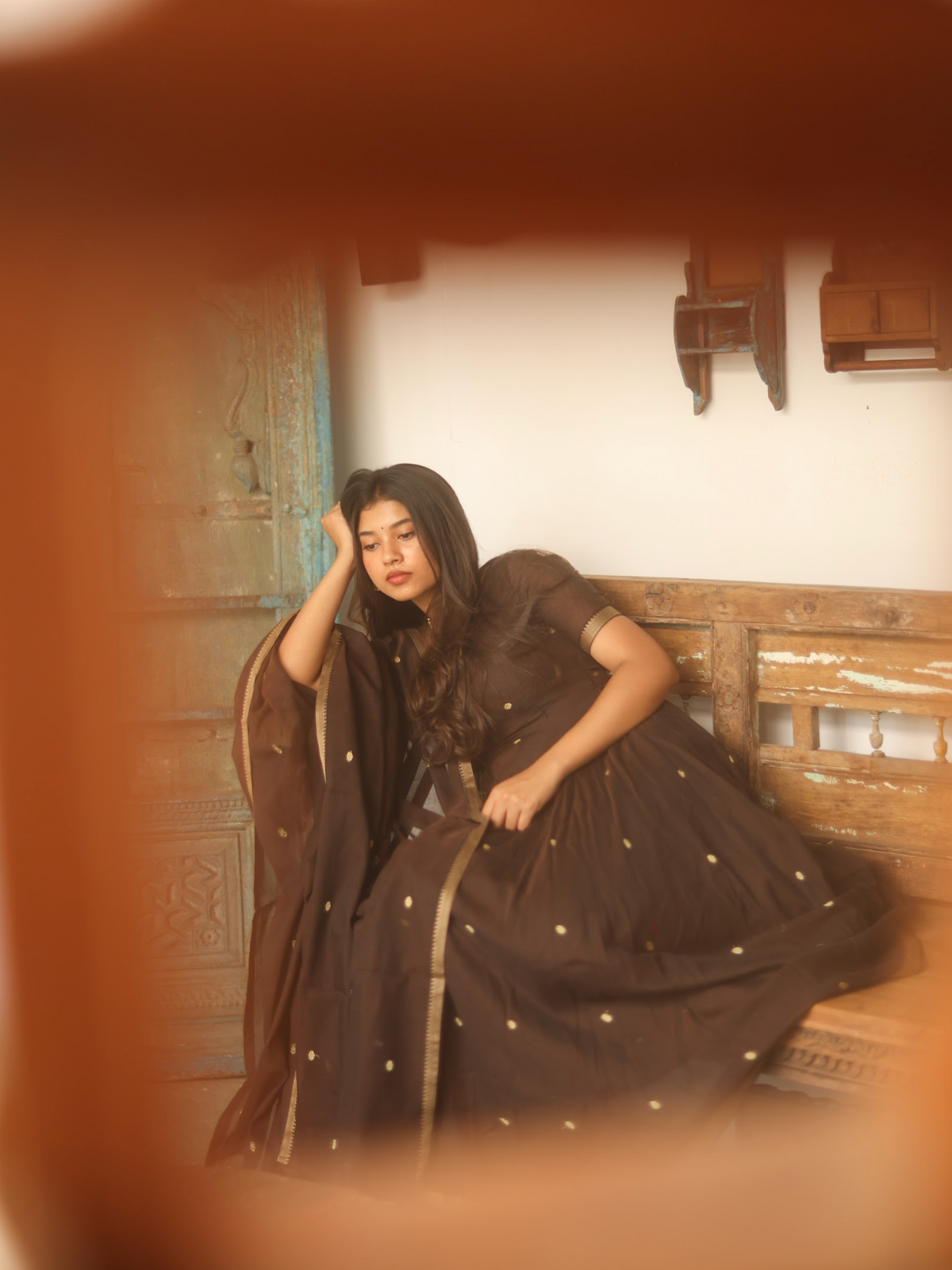 Vedha – Coffee Narayanpet Handloom Anarkali Suit