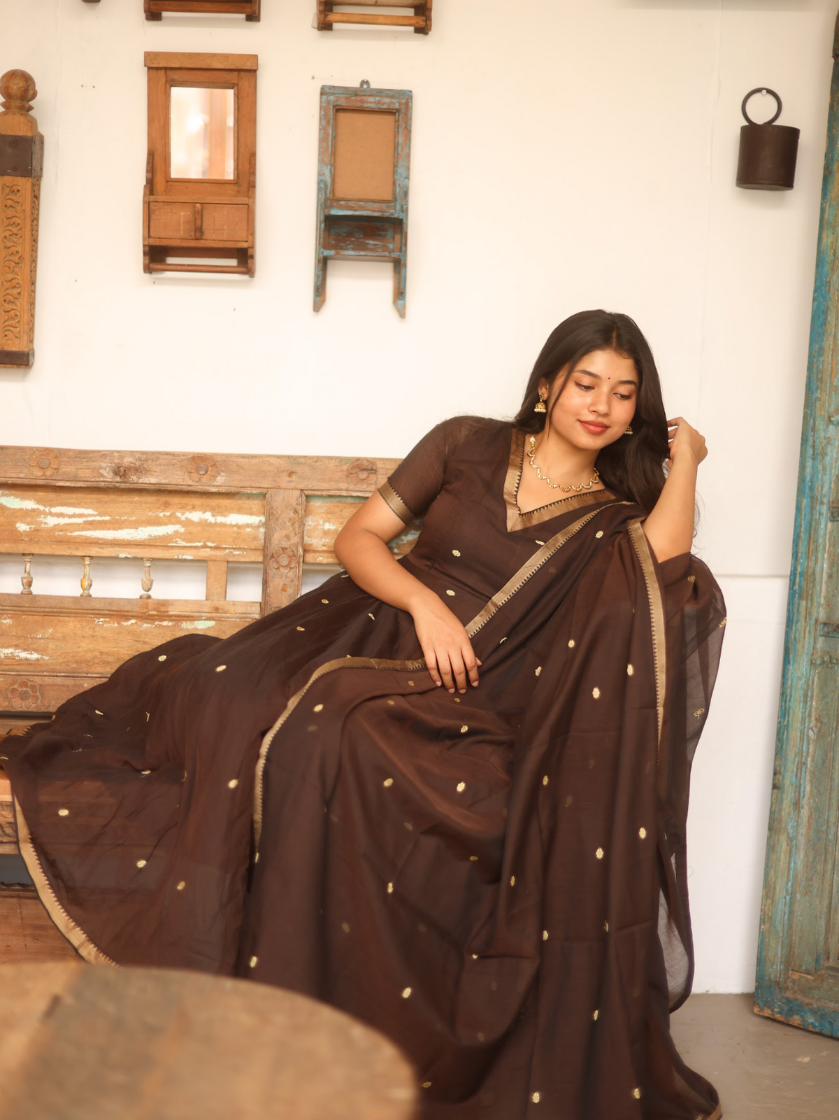 Vedha – Coffee Narayanpet Handloom Anarkali Suit