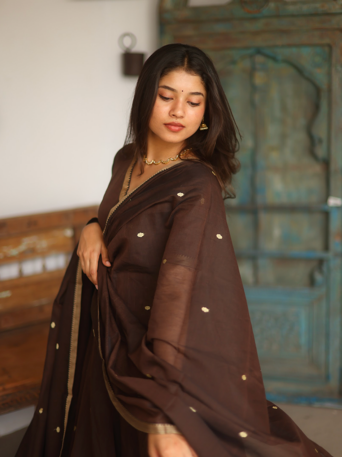Vedha – Coffee Narayanpet Handloom Anarkali Suit