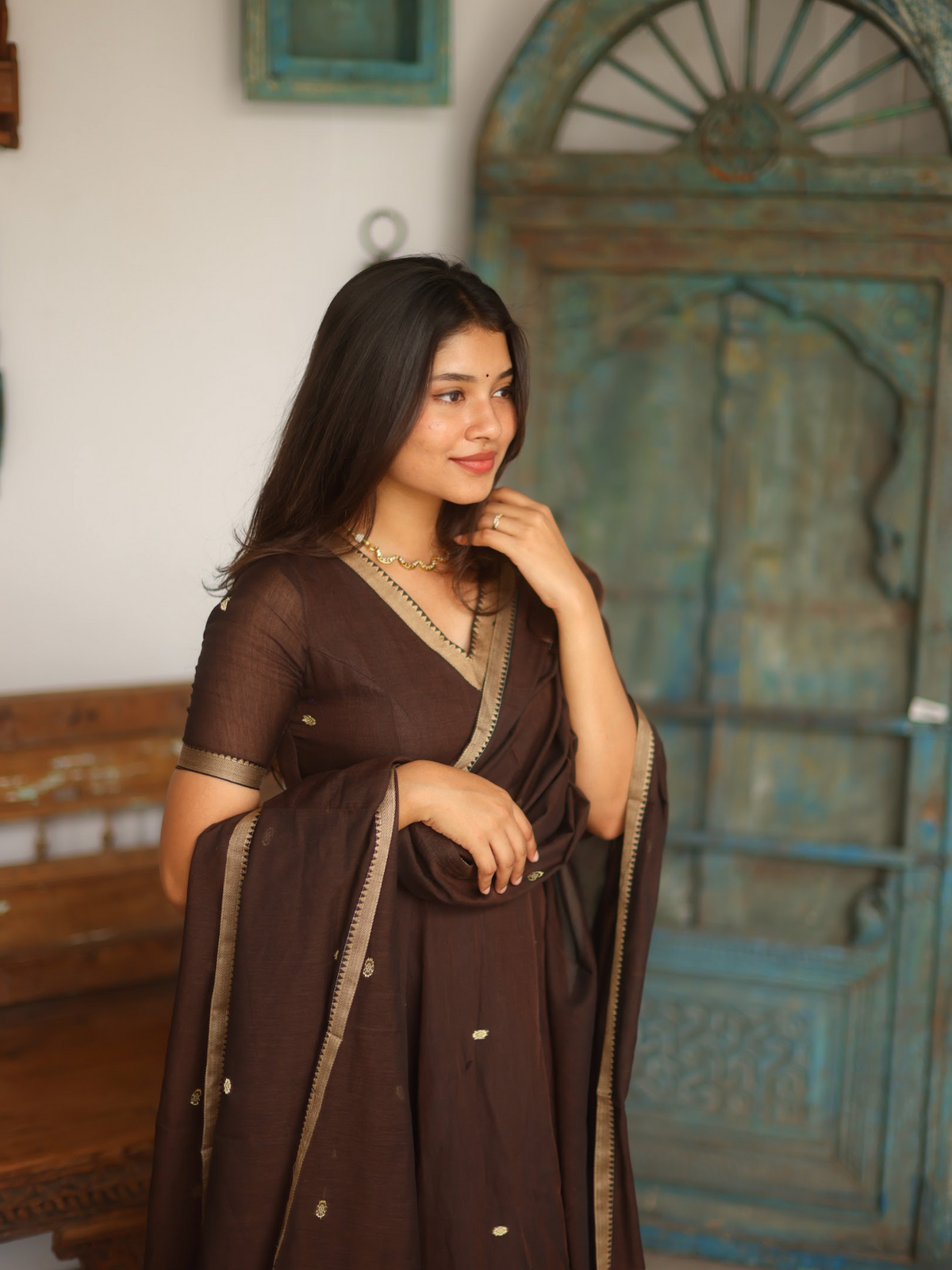 Vedha – Coffee Narayanpet Handloom Anarkali Suit