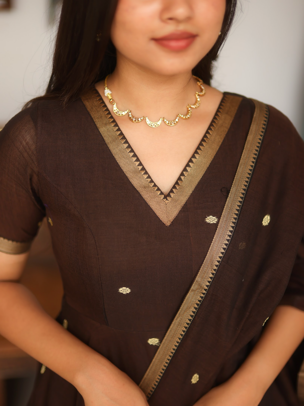 Vedha – Coffee Narayanpet Handloom Anarkali Suit