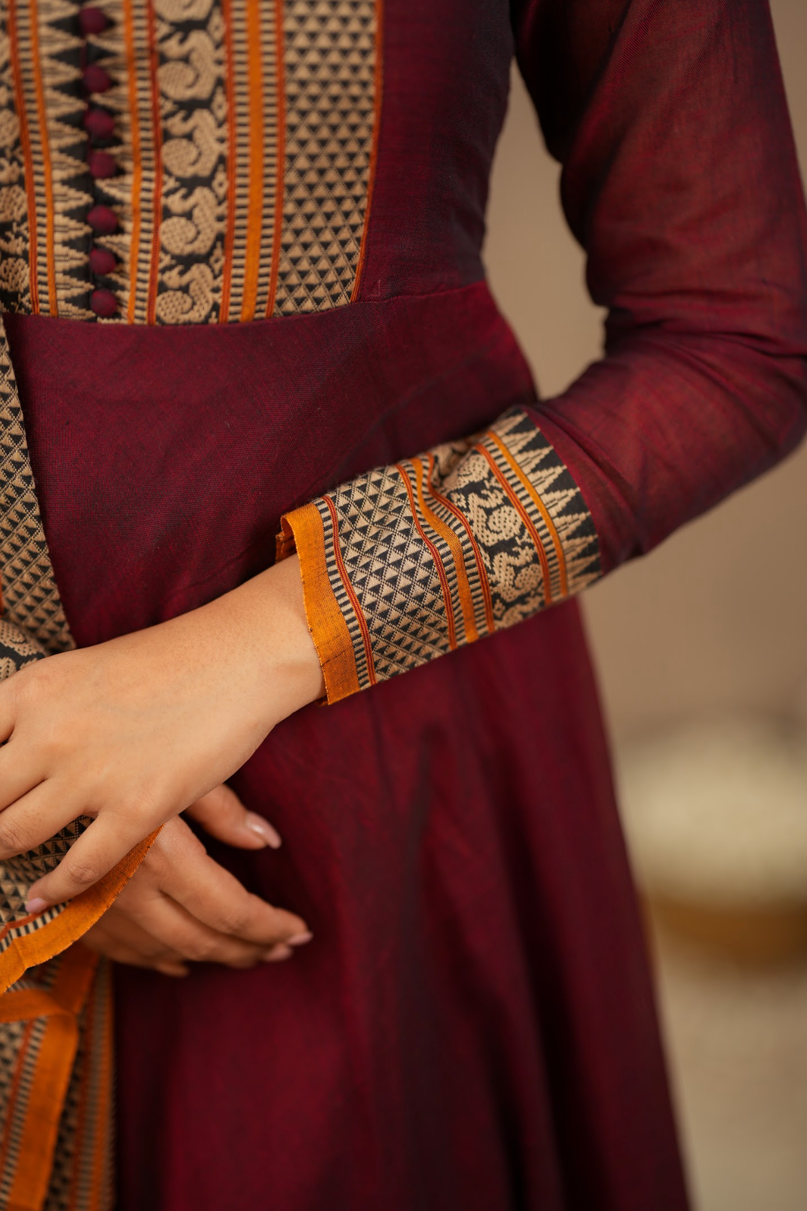Radha – Maroon Narayanpet Handloom Anarkali Suit