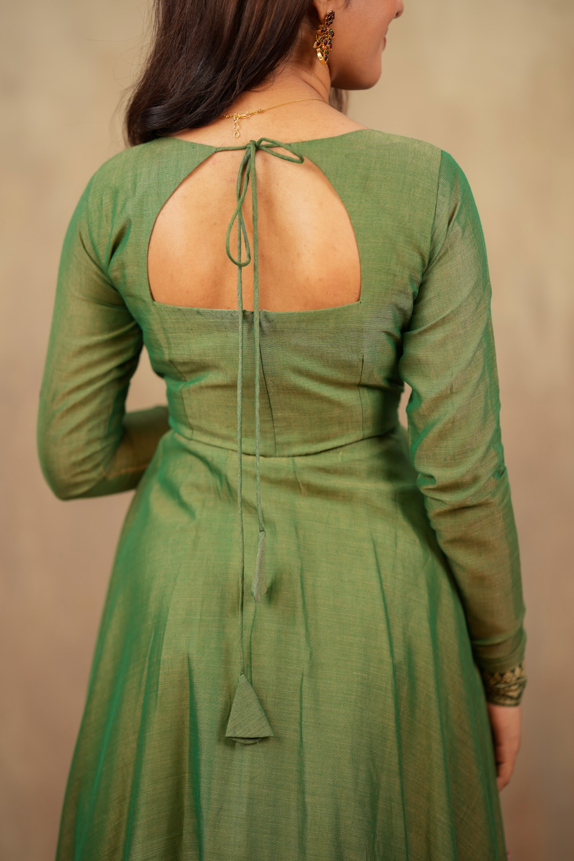 Rukmini – Green Narayanpet Handloom Anarkali Suit