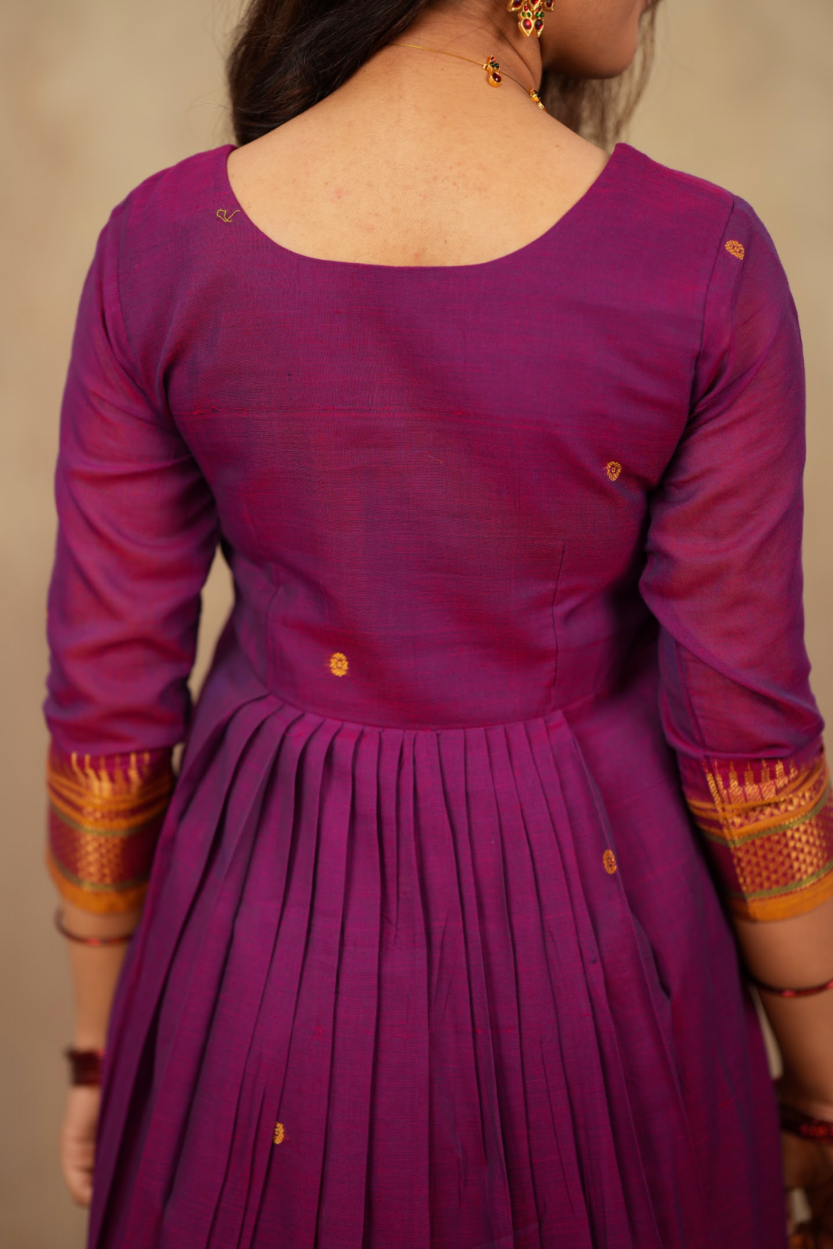 Arti Karam – Narayanpet Anarkali with Magenta Dupatta