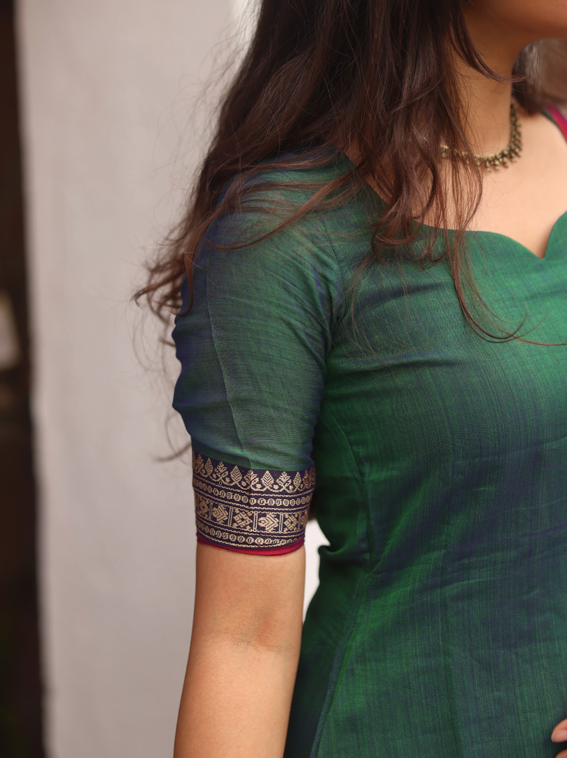 Vedha – Peacock Narayanpet Handloom A-Line Suit Set