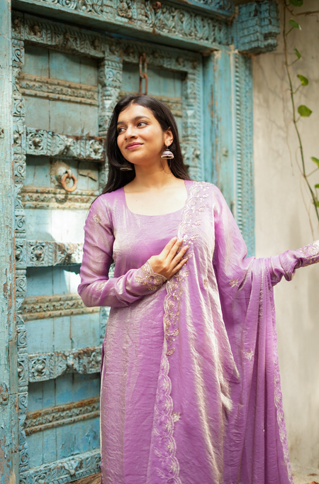 TAARA -  Lilac sequins embroidered set