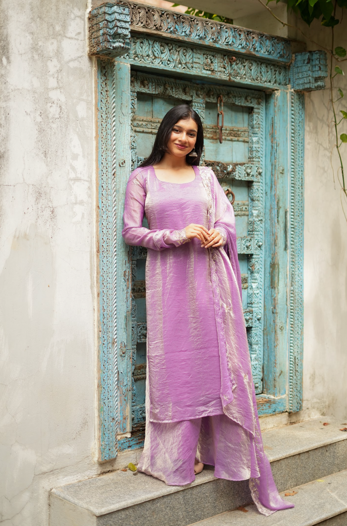 TAARA -  Lilac sequins embroidered set