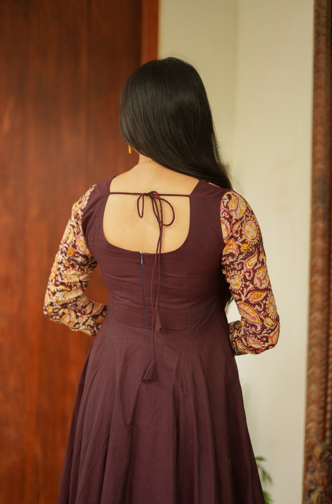 Tharika – Coffee Brown Chettinad Kalamkari Anarkali Suit